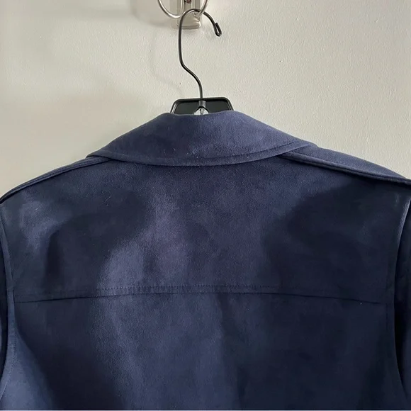 NWOT Theory Navy Velvet Moto Jacket w/Silver Details - Size M - Picture 8 of 8